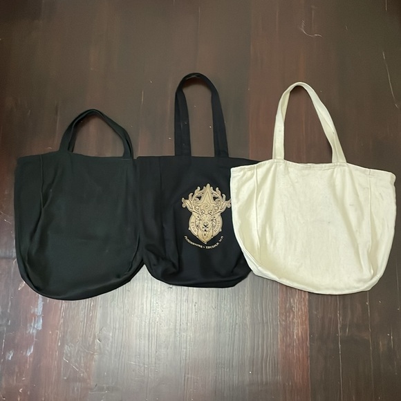 Bundle of 3 Mcmenamins Brewery Cotton Canvas Travel Tote Bags In Black & Natural - Picture 8 of 9